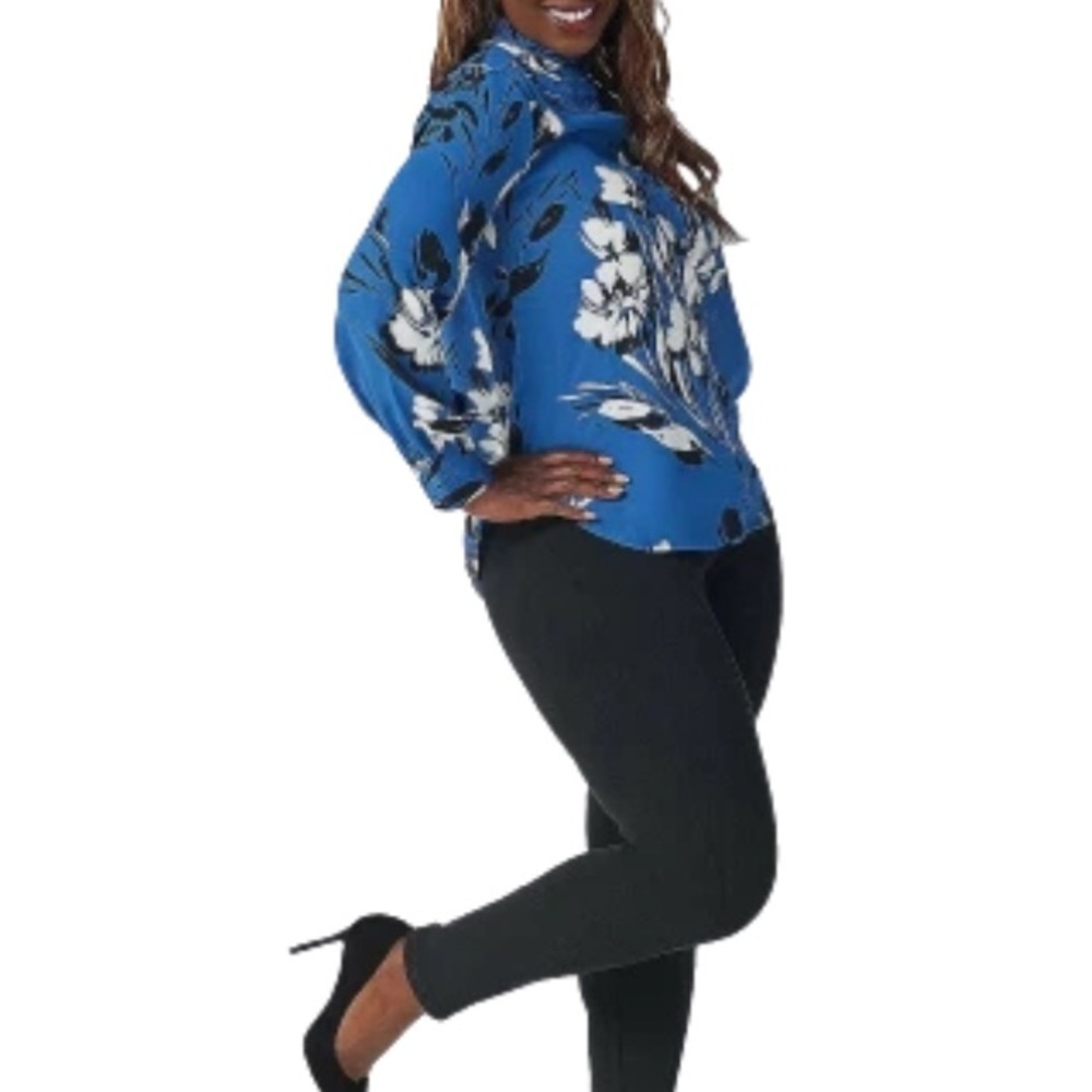 NYDJ Ruffle Neck Long Sleeve Button Down Blouse Creekside
Blossoms Oversized XS - Picture 2 of 12
